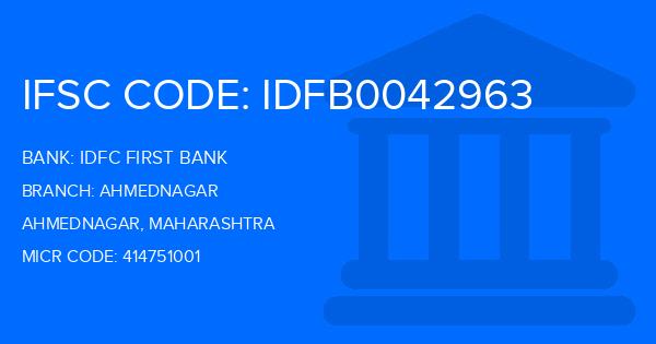 Idfc First Bank Ahmednagar Branch IFSC Code