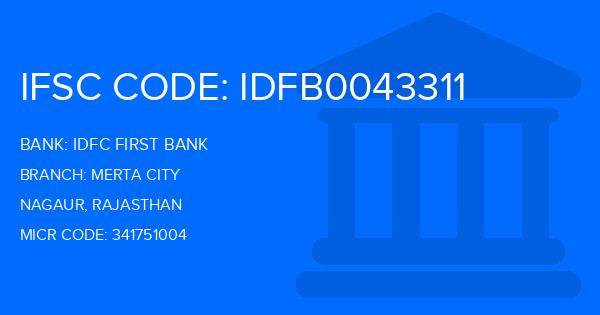 Idfc First Bank Merta City Branch IFSC Code