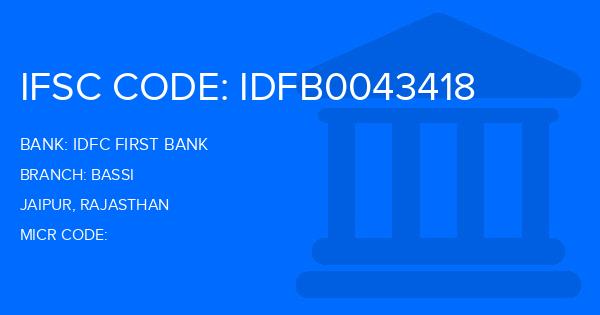 Idfc First Bank Bassi Branch IFSC Code
