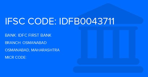Idfc First Bank Osmanabad Branch IFSC Code
