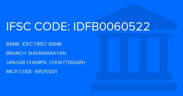 Idfc First Bank Shivrinarayan Branch IFSC Code