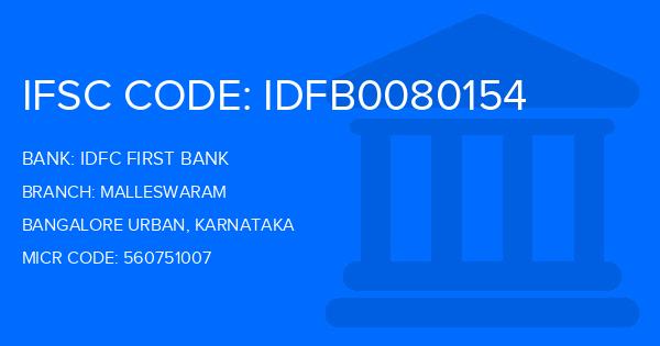 Idfc First Bank Malleswaram Branch IFSC Code