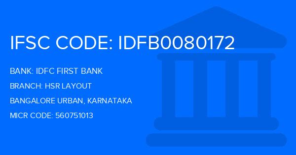 Idfc First Bank Hsr Layout Branch IFSC Code