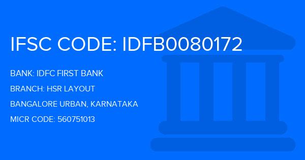 Idfc First Bank Hsr Layout Branch IFSC Code