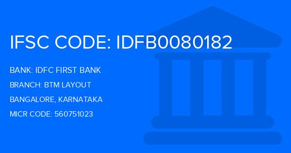 Idfc First Bank Btm Layout Branch IFSC Code