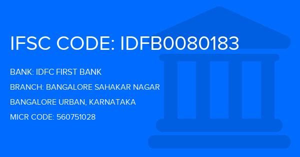 Idfc First Bank Bangalore Sahakar Nagar Branch IFSC Code