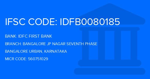 Idfc First Bank Bangalore Jp Nagar Seventh Phase Branch IFSC Code
