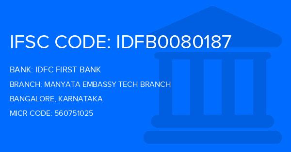 Idfc First Bank Manyata Embassy Tech Branch