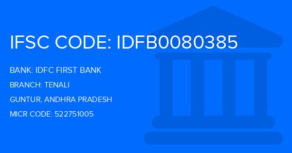 Idfc First Bank Tenali Branch IFSC Code