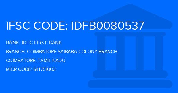 Idfc First Bank Coimbatore Saibaba Colony Branch