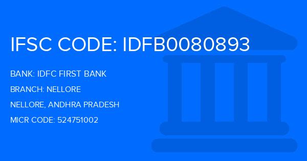 Idfc First Bank Nellore Branch IFSC Code