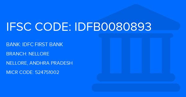 Idfc First Bank Nellore Branch IFSC Code