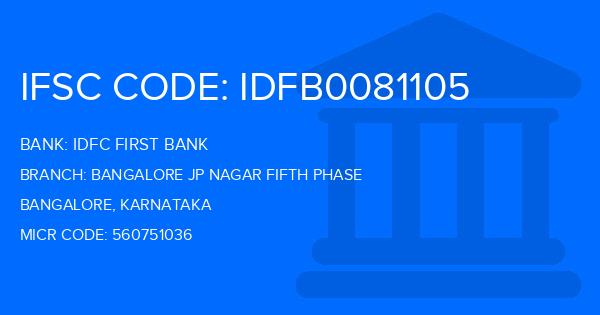 Idfc First Bank Bangalore Jp Nagar Fifth Phase Branch IFSC Code