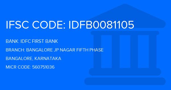 Idfc First Bank Bangalore Jp Nagar Fifth Phase Branch IFSC Code