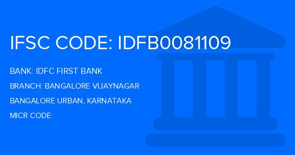 Idfc First Bank Bangalore Vijaynagar Branch IFSC Code