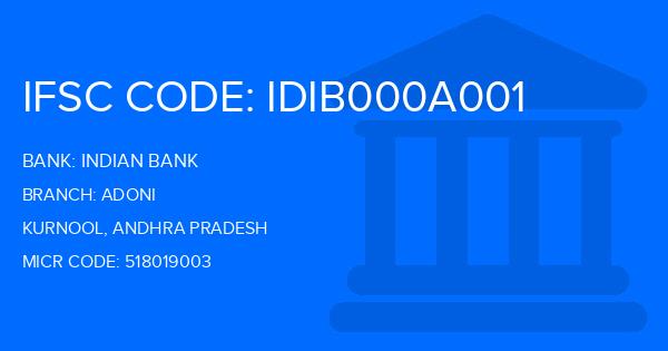 Indian Bank Adoni Branch IFSC Code
