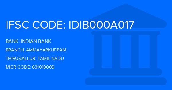 Indian Bank Ammayarkuppam Branch IFSC Code
