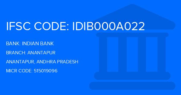 Indian Bank Anantapur Branch IFSC Code