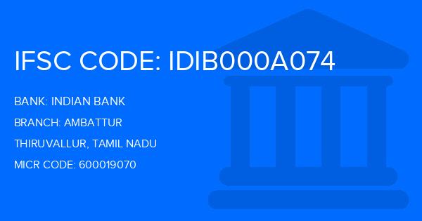 Indian Bank Ambattur Branch IFSC Code