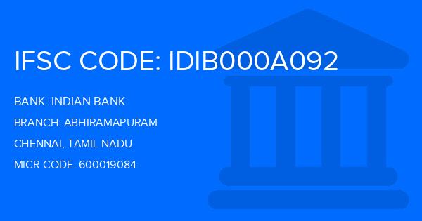 Indian Bank Abhiramapuram Branch IFSC Code
