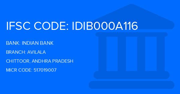 Indian Bank Avilala Branch IFSC Code