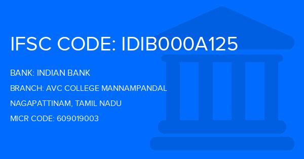 Indian Bank Avc College Mannampandal Branch IFSC Code