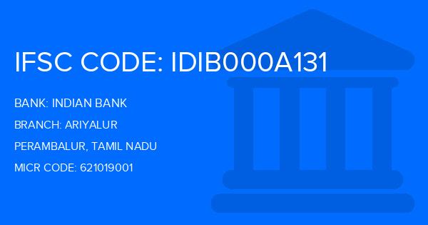 Indian Bank Ariyalur Branch IFSC Code