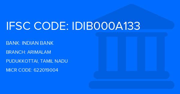Indian Bank Arimalam Branch IFSC Code