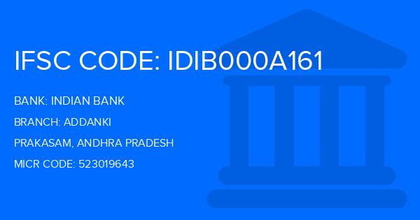 Indian Bank Addanki Branch IFSC Code