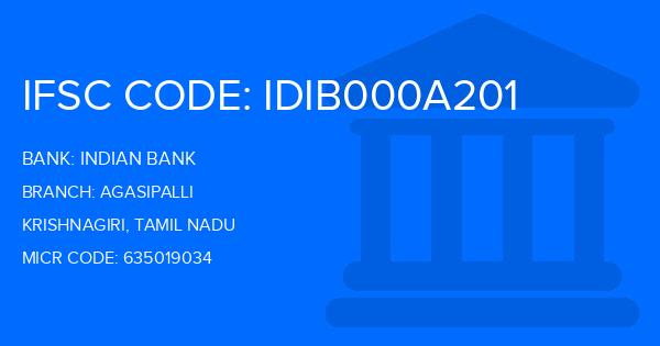 Indian Bank Agasipalli Branch IFSC Code