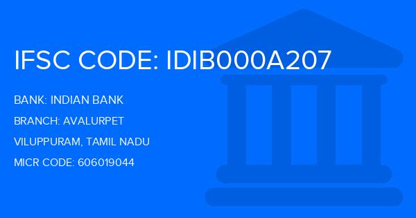 Indian Bank Avalurpet Branch IFSC Code