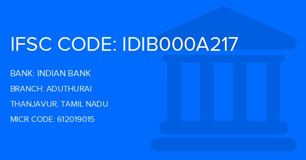 Indian Bank Aduthurai Branch IFSC Code