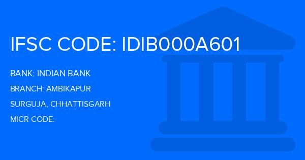Indian Bank Ambikapur Branch IFSC Code