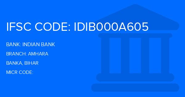 Indian Bank Amhara Branch IFSC Code