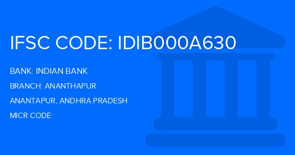 Indian Bank Ananthapur Branch IFSC Code