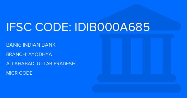 Indian Bank Ayodhya Branch IFSC Code