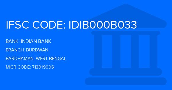 Indian Bank Burdwan Branch IFSC Code