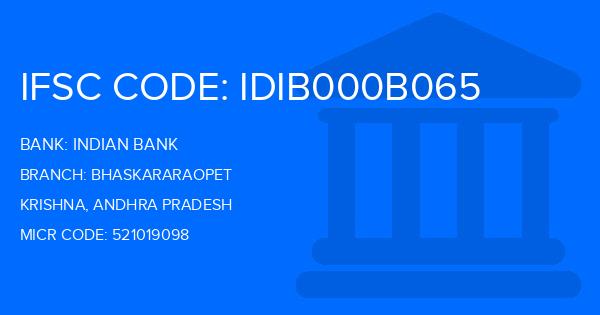 Indian Bank Bhaskararaopet Branch IFSC Code