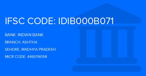 Indian Bank Ashtha Branch IFSC Code