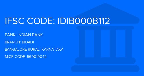Indian Bank Bidadi Branch IFSC Code