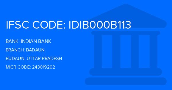 Indian Bank Badaun Branch IFSC Code