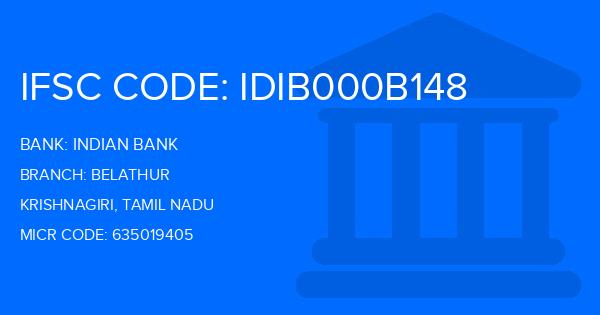 Indian Bank Belathur Branch IFSC Code