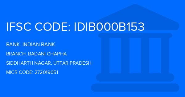 Indian Bank Badani Chapha Branch IFSC Code