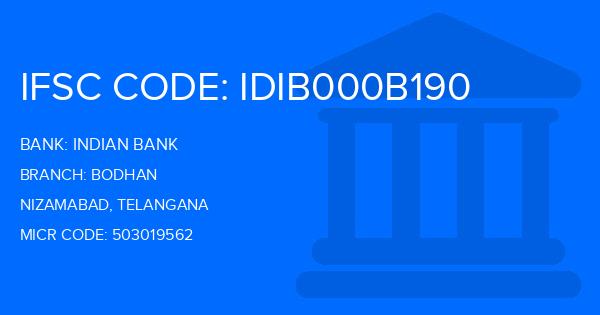 Indian Bank Bodhan Branch IFSC Code