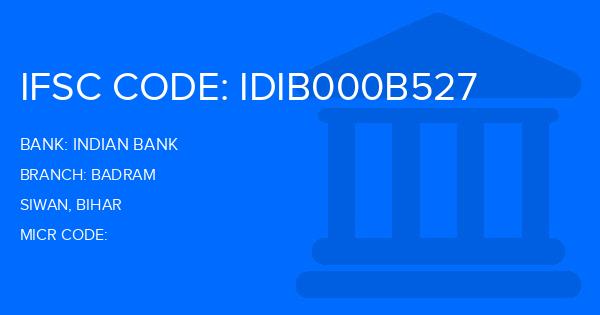 Indian Bank Badram Branch IFSC Code