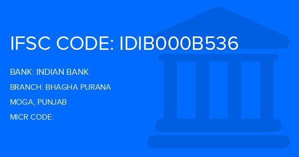 Indian Bank Bhagha Purana Branch IFSC Code