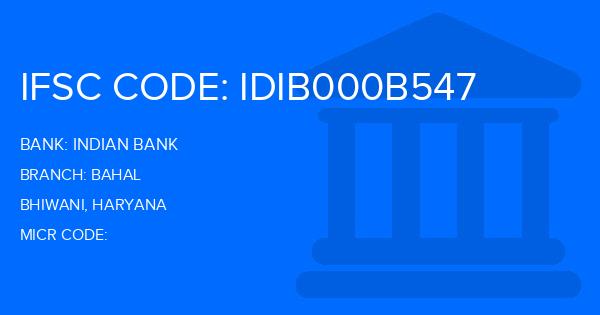 Indian Bank Bahal Branch IFSC Code