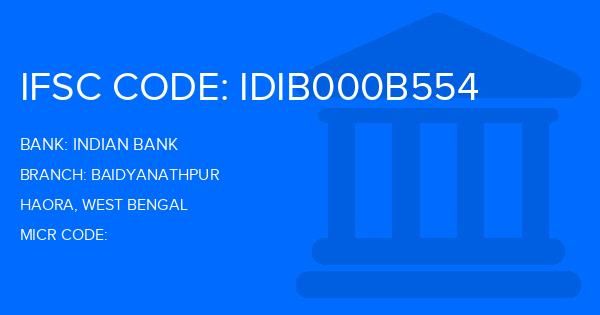 Indian Bank Baidyanathpur Branch IFSC Code