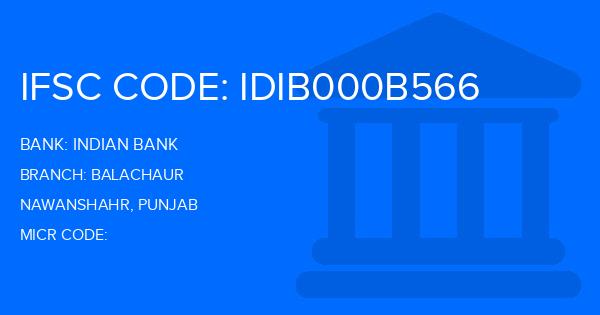 Indian Bank Balachaur Branch IFSC Code