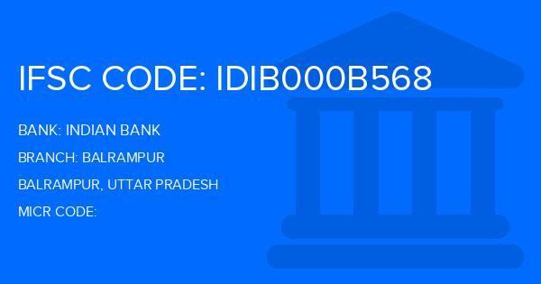 Indian Bank Balrampur Branch IFSC Code
